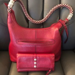 AUTHENTIC BRIGHTON BEAUTIFUL HOBO RED HANDBAG  EXCELLENT CONDITION AND WALLET
